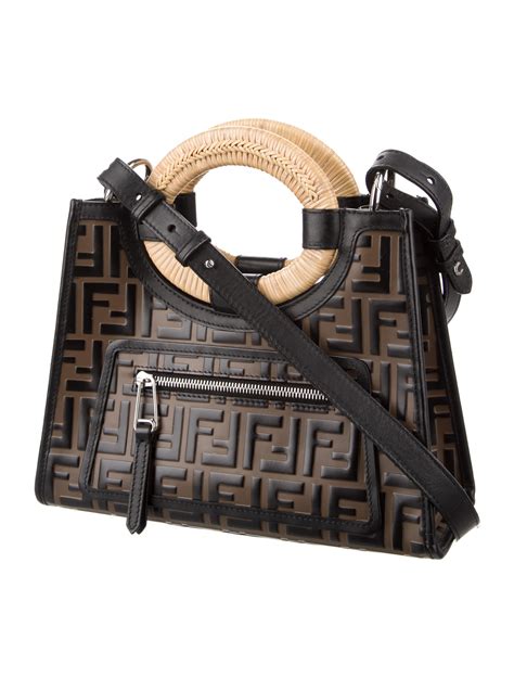 fendi straw bag|Fendi runaway shopper tote.